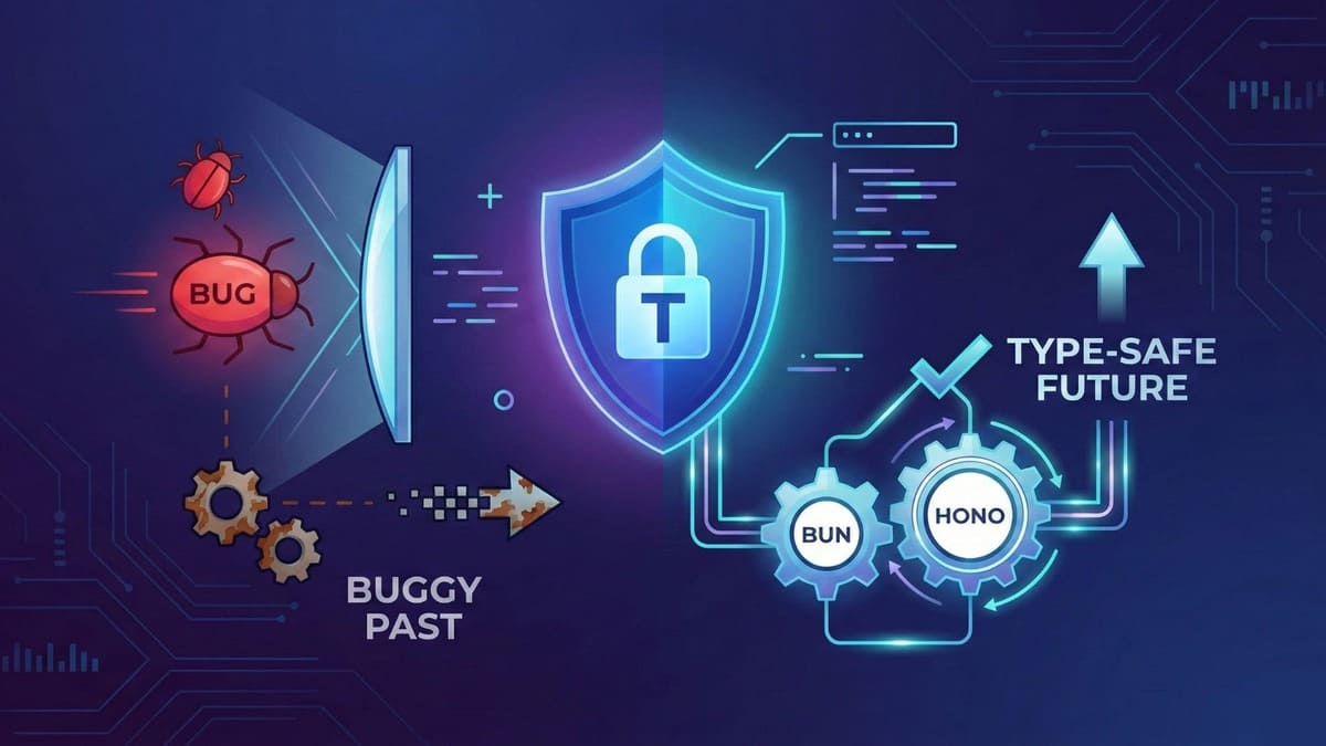 Code editor showing Bun and Hono type-safe API routes