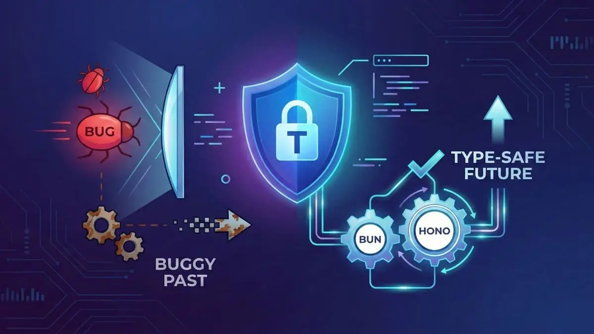 Code editor showing Bun and Hono type-safe API routes