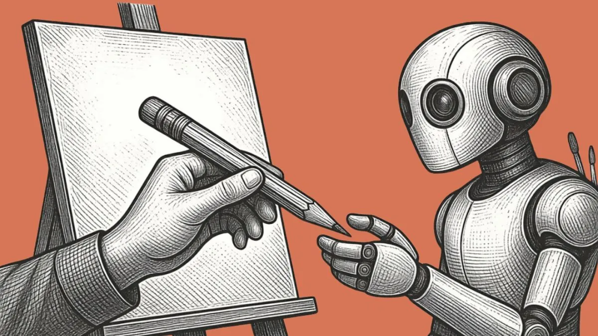 A developer sitting next to an AI terminal, thinking about the future